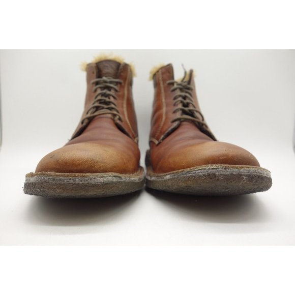 Johnston Murphy Brown Leather Lace Up Faux Fur Lined Ankle Boots Shoes Men\'s 9 M main image 4